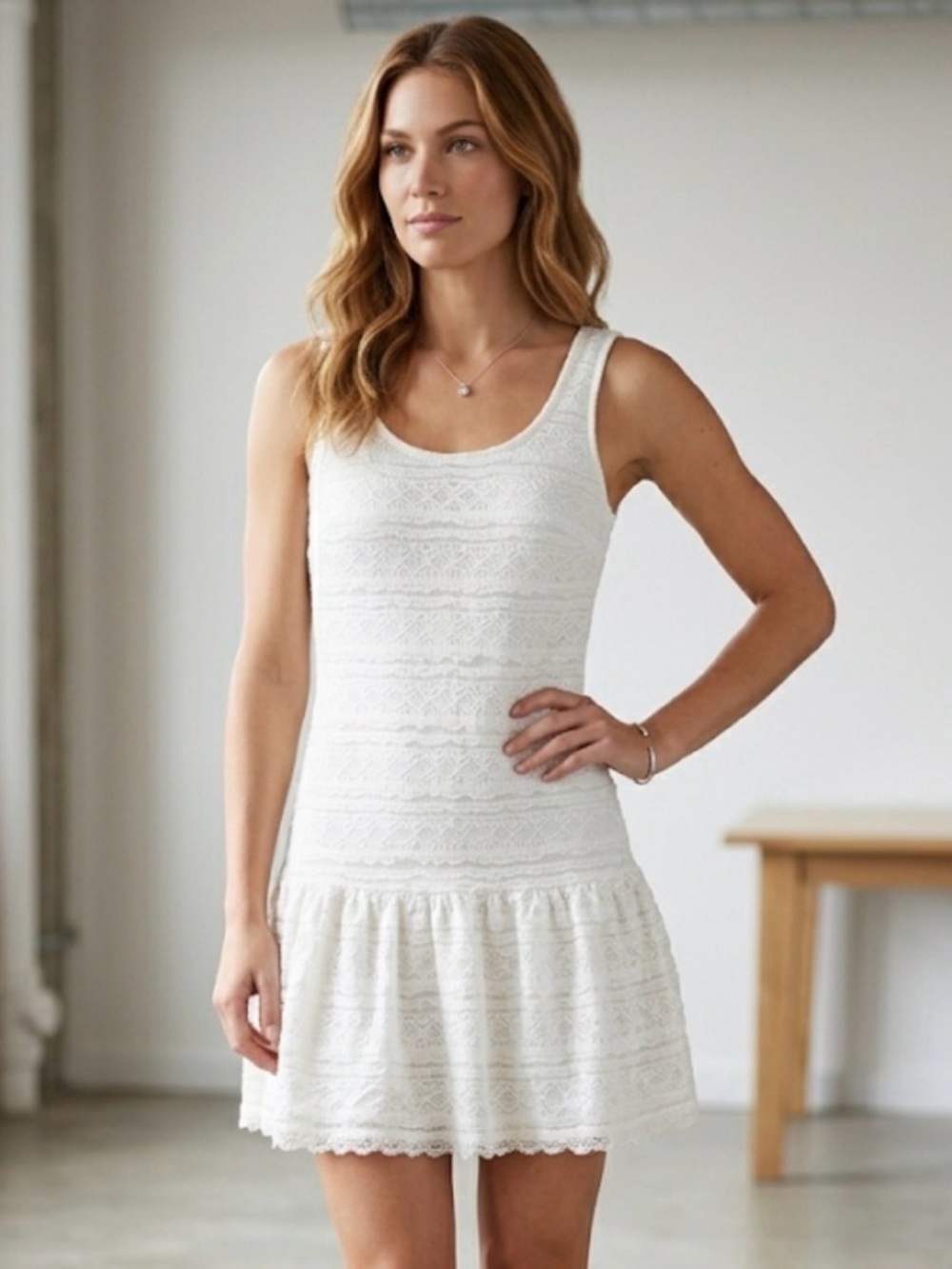 Candie's White Lace Tank Mini Dress
